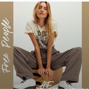 Maryam Free People paper bag hounds tooth pleated black and tan pants